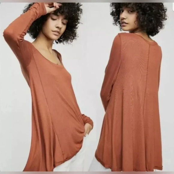 Free people ribbed knit, long sleeve tunic fall bohemian Boho festival lagenlook - Picture 2 of 6